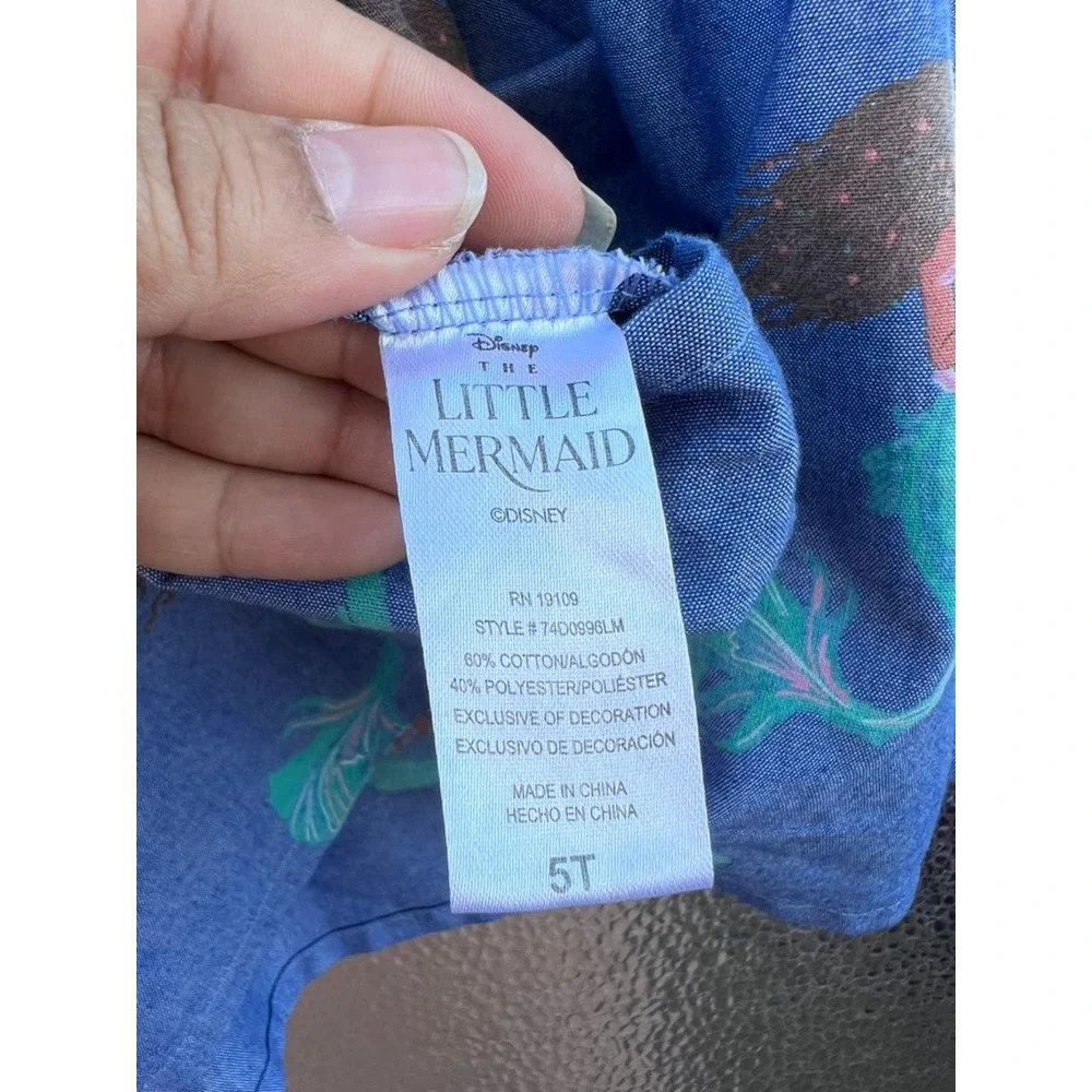 Disney The‎ Little Mermaid Ariel Blue Chambray Ruffle Dress Girls 5T 74D0996LM